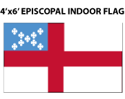 4 FT x 6 FT Episcopal Nylon Indoor Flag - Pole Sleeve and Gold Fringe