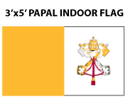 3 FT x 5 FT' Papal Nylon Indoor Flag - Pole Sleeve and Gold Fringe