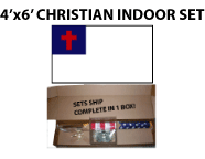 4 FT x 6 FT Christian Indoor Flag Mounted Set - 9ft pole