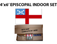 4 FT x 6 FT Episcopal Indoor Flag Mounted Set - 9ft pole