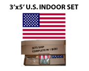 3 FT x 5 FT US Complete Indoor / Parade Flag set - 8 ft Pole