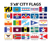 5 FT x 8 FT City Flags