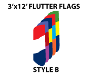 3 FT x 12 FT Multi Color Flutter Flags - Style B, also available in feather flag